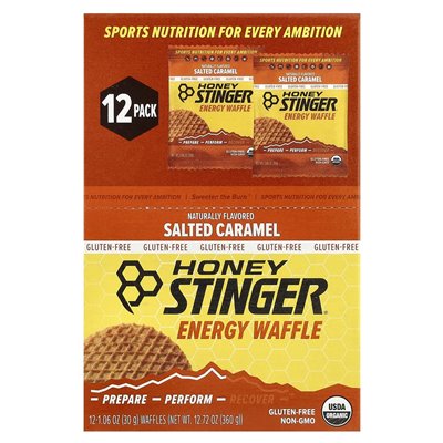 Honey Stinger, Waffle Energy, solony karmel, 12 gofrów, 1,06 uncji (30 g) każdy