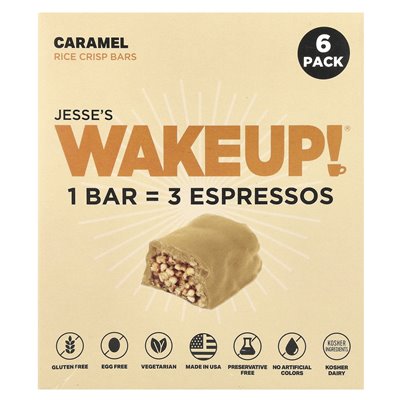 Jesse's Wakeup!, Rice Crisp Bars, karmel, 6 paczek, 1,06 uncji (30 g) każdy