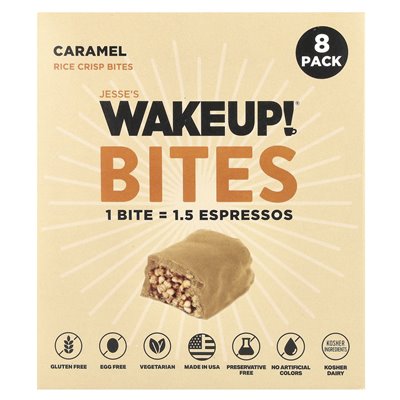 Jesse's Wakeup!, Rice Crisp Bites, karmel, 8 paczek, 0,53 uncji (15 g) każdy