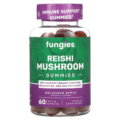 Mushrooms, Reishi Mushroom Gummies, Delicious Apple, 60 Pectin Gummies