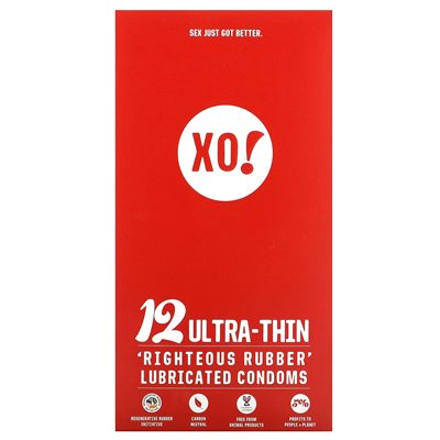 Here We Flo, XO! Ultra-Thin, Righteous Rubber Lubricated Condoms, Unscented, 12 Condoms Here We Flo, XO! Ultra-Thin, Righteous Rubber Lubricated Condoms, Unscented, 12 Condoms