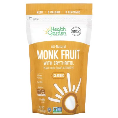 Health Garden, Natürliche Mönchsfrucht mit Erythrit, pflanzliche Zuckeralternative, Klassisch, 1 lb (454 g)