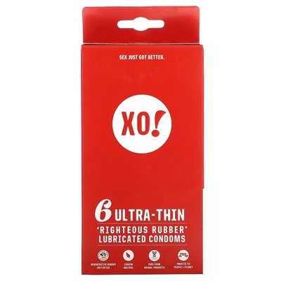Tutaj Flo, Xo!Ultra-cienki, prawe gumowe smarowane prezerwatywy, bezzapachowe, 6 prezerwatyw