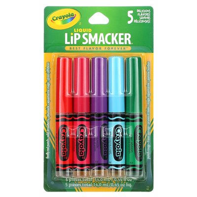 Lip Smacker, Crayola, Liquid Lip Gloss, Variety Pack, 5 pakietów, 0,45 fl oz (14 ml)