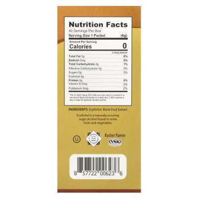 Health Garden, natürlicher Süßstoff aus Mönchsfrucht, klassisch, 40 Packungen, je 6 g (0,21 oz.)