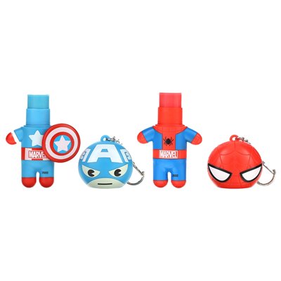 Lip Smacker, Marvel Spider-Man i Captain America, Lip Balm, Amazing Granat, Red, White &amp Ber-Bree, 2 paczki, 0,14 uncji (4 g)
