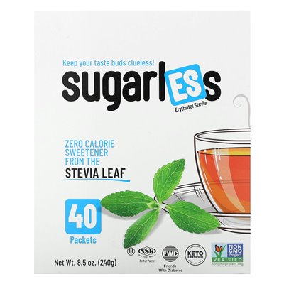 Health Garden, Sugarless, Erythritol Stevia, 40 Packs, 0.21 oz (6 g)