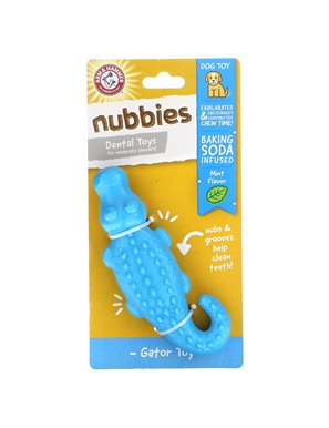 Arm & Hammer, Nubbies, Zabawki Dentystyczne dla Średnich Żujących, Gator, Mięta, 1 Zabawka