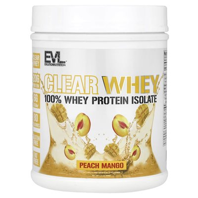Evlution Nutrition, Clear Whey, 100% izolat białka serwatkowego, brzoskwiniowe mango, 1,1 funta (500 g) Evlution Nutrition, Clear Whey, 100% izolat białka serwatkowego, brzoskwiniowe mango, 1,1 funta (500 g)