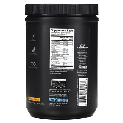 EFX Sports, Training Ground, Pre, Orange Mango, 1 funt 1,64 uncji (500 g)