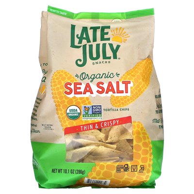 Late July, Organic Tortilla Chips, Thin and Crispy, Sea Salt, 10.1 oz (286 g)