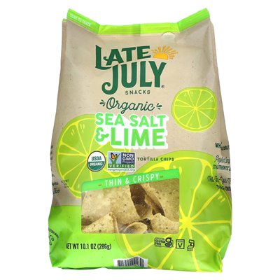 Late July, Bio-Tortilla-Chips, dünn und knusprig, Meersalz und Limette, 10,1 oz (286 g)