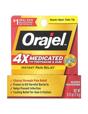 Orajel, Gel zur sofortigen Schmerzlinderung, 4-fach wirksam bei Zahn- und Zahnfleischschmerzen, 0,25 oz (7 g)