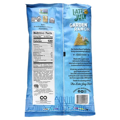 Pod koniec lipca, chipsy tortilla, Garden Ranch, 7,8 uncji (221 g)