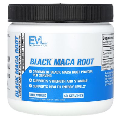 Evlution Nutrition, Black Maca Root, Unsmaved, 3,53 uncji (100 g)
