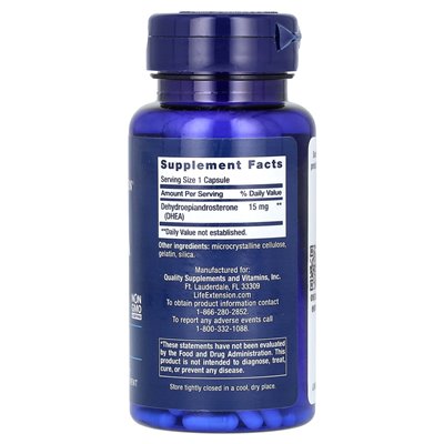 Life Extension, Dhea, 15mg, 100 Capsules