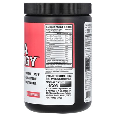 Evlution Nutrition, BCAA Energy, Watermelon, 8,89 uncji (252 g)