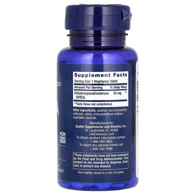 Rozszerzenie życia, Dhea, 25 mg, 100 tabletek wegetariańskich Rozszerzenie życia, Dhea, 25 mg, 100 tabletek wegetariańskich