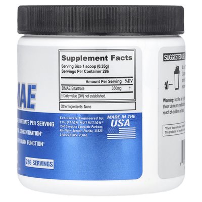 Evlution Nutrition, DMAE, niezmożony, 3,53 uncji (100 g)
