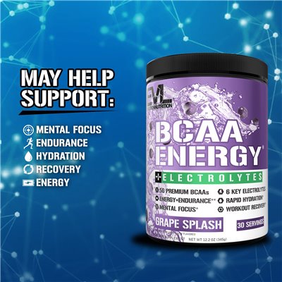 Evlution Nutrition, BCAA Energy plus Electrolytes, Grape Burst, 12.2 oz (345 g) Evlution Nutrition, BCAA Energy plus Electrolytes, Grape Burst, 12.2 oz (345 g)