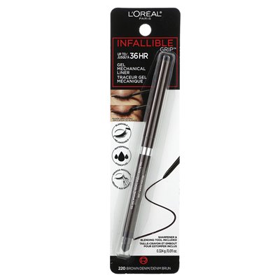 L'Oréal, Infallible Grip, 36 HR Gel Mechanical Insert, 220 Brown Denim, 0,011 oz (0,324 g)
