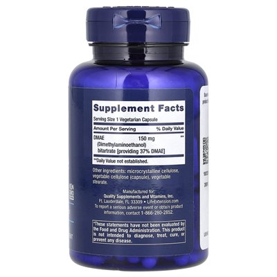 Life Extension, DMAE-Bitarrat, 150 mg, 200 vegetarische Kapseln