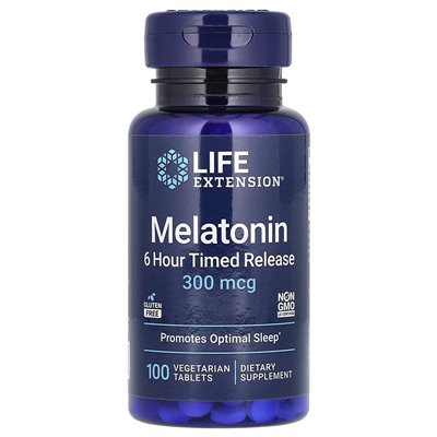 Life Extension, Melatonin, 6-Hour Timed Release, 300 mcg, 100 Vegetarian Tablets