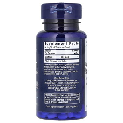 Life Extension, Melatonin, 6-Hour Timed Release, 300 mcg, 100 Vegetarian Tablets