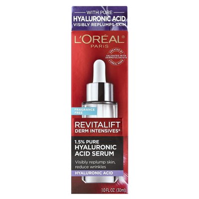 L'Oréal, Revitalift Der Intensives®, 1,5% czystej surowicy kwasu hialuronowego, bez zapachu, 1 fl oz (30 ml) L'Oréal, Revitalift Der Intensives®, 1,5% czystej surowicy kwasu hialuronowego, bez zapachu, 1 fl oz (30 ml)