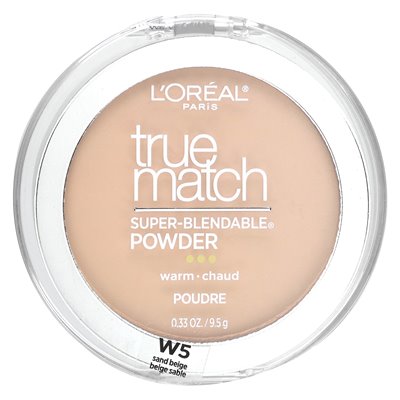 L'Oréal, True Match, Super Blendable Powder, W5 Sand Beige, 0,33 uncji (9,5 g) L'Oréal, True Match, Super Blendable Powder, W5 Sand Beige, 0,33 uncji (9,5 g)