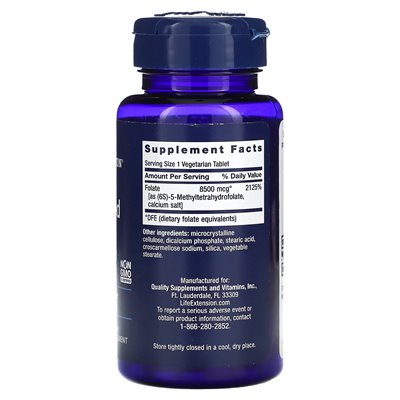Life Extension, hochwirksames optimiertes Folat, 8500 mcg DFE, 30 vegetarische Tabletten