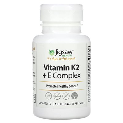 Jigsaw Health, kompleks witaminy K2 + E, 60 miękkich