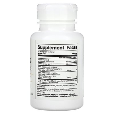Jigsaw Health, Vitamin K2 + E-Komplex, 60 Soft