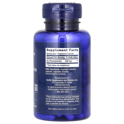 Life Extension, D, L-Phenylalanin, 500 mg, 100 vegetarische Kapseln