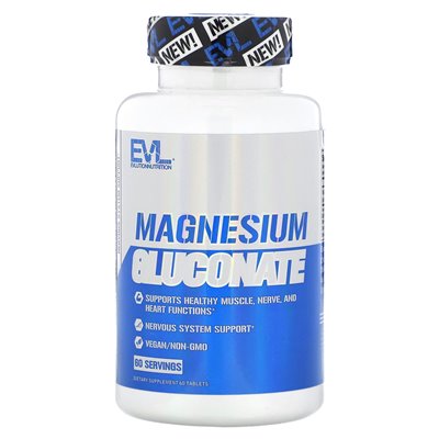 Evlution Nutrition, Magnesiumgluconat, 60 Tabletten