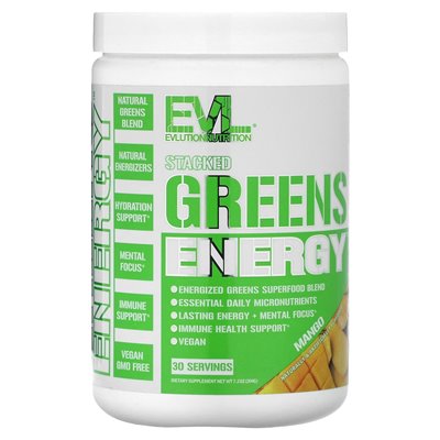 Evlution Nutrition, ułożone zielone energię, mango, 7,2 uncji (204 g)