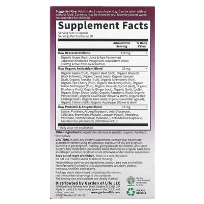 Ogród życia, surowy resweratrol, 350 mg, 60 wegańskich kapsułek Ogród życia, surowy resweratrol, 350 mg, 60 wegańskich kapsułek