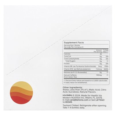 Ketone-IQ, Energia o wysokiej wydajności, brzoskwinia, 6 paczek, 2 fl oz (59 ml)