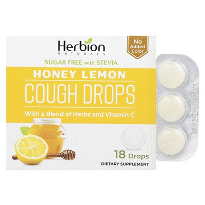 Herbion Naturals, Naturals, Kaszlne krople, bez cukru, miodowa cytryna, 18 kropli Herbion Naturals, Naturals, Kaszlne krople, bez cukru, miodowa cytryna, 18 kropli