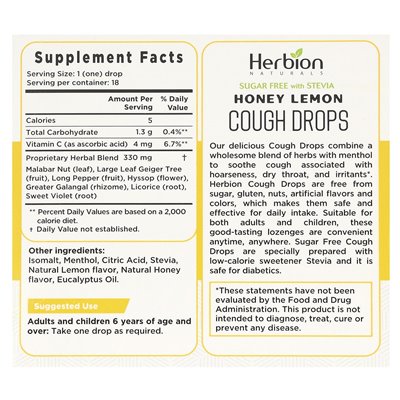 Herbion Naturals, Naturals, Kaszlne krople, bez cukru, miodowa cytryna, 18 kropli Herbion Naturals, Naturals, Kaszlne krople, bez cukru, miodowa cytryna, 18 kropli
