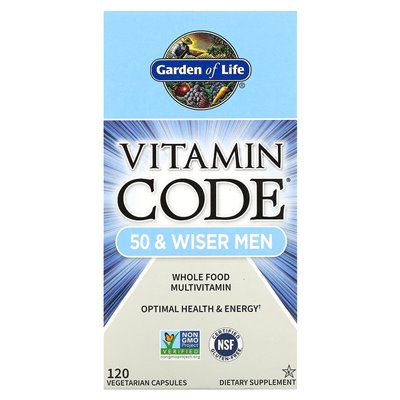 Garden of Life, Vitamin Code, 50 & Smarter Men, Vollwert-Multivitamin, 120 vegetarische Kapseln