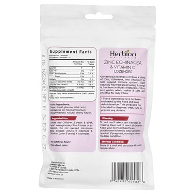 Herbion Naturals, cynk echinacea i witamina c scheenges, wiśnia, 25 ssaków