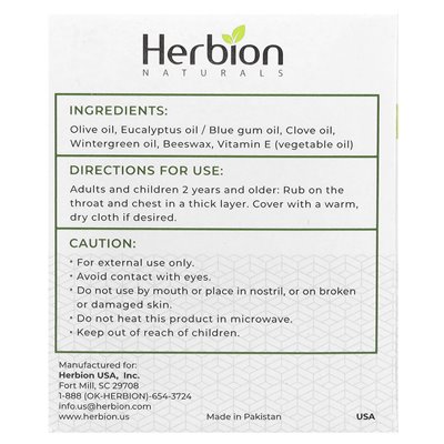 Herbion Naturals, wszystkie naturalne pocieranie klatki piersiowej, 3,53 uncji (100 g) Herbion Naturals, wszystkie naturalne pocieranie klatki piersiowej, 3,53 uncji (100 g)