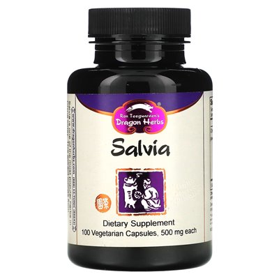 Zioła smokowe, Salvia, 500 mg, 100 kapsułek wegetariańskich Zioła smokowe, Salvia, 500 mg, 100 kapsułek wegetariańskich