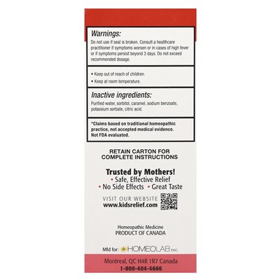 Homeolab USA, Kid's Relief®, syrop gardła, 0-12 lat, 3,4 fl oz (100 ml)