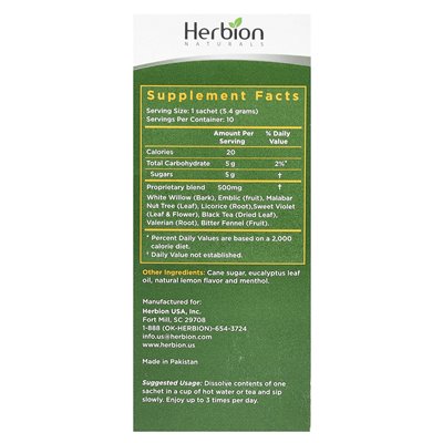 Herbion Naturals, opieka oddechowa, ziołowe granulki, naturalna cytryna, 10 saszetek, 0,19 uncji (5,4 g)