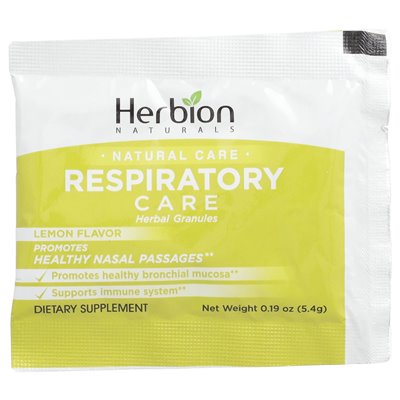 Herbion Naturals, opieka oddechowa, ziołowe granulki, naturalna cytryna, 10 saszetek, 0,19 uncji (5,4 g)