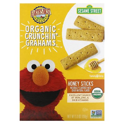 Earth's Best, Organic Cruchin' Grahams, For Ages 2+, Honey Sticks, 5.3 oz (150 g)