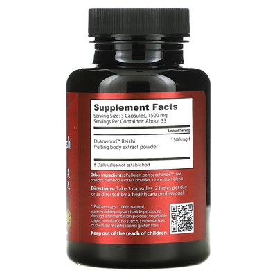 Dragon Herbs (Ron Teeguarden), Duanwood Reishi, 500 mg, 100 kapsułek Dragon Herbs (Ron Teeguarden), Duanwood Reishi, 500 mg, 100 kapsułek