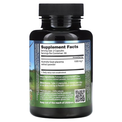Dragon Herbs, Ziegenplazenta, 500 mg, 60 Kapseln (250 mg pro Kapsel)